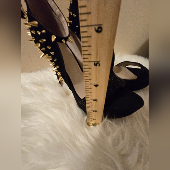 Zara Women's Suede Studded Platform Sandal Shoe Size 39/ US 8 Black - Picture 6 of 16